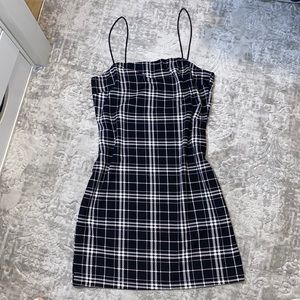 Plaid/tartan strap bodycon mini dress